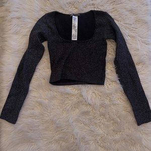 XS-S Black Sparkly Zara Long Sleeve Crop Top